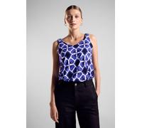 Trägertop STREET ONE, Damen, Gr. 40, blau (violet blau), Stoff, 95% Viskose, 5% Elasthan, bedruckt, gerade hüftlang, V-Ausschnitt, Bündchen, Tops Trägertop, aus stretchigem Viskosematerial (88994215-4