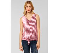 Trägertop STREET ONE, Damen, Gr. 40, rot (cherry rot), Jersey, 95% Viskose, 5% Elasthan, gestreift, normal hüftlang, V-Ausschnitt, gerader Abschluss, Tops Trägertop, mit Knotendetail am Saum (25007915