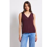 Trägertop STREET ONE, Damen, Gr. 40, rot (schwarz cherry rot), Stoff, Vorderseite: 100% Viskose; Rückseite: 95% Viskose, 5% Elasthan, unifarben, normal normal, V-Ausschnitt, Bündchen, Tops Trägertop,