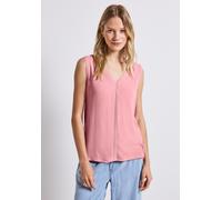 Trägertop STREET ONE, Damen, Gr. 44, blush peach, Stoff, Vorderseite: 100% Viskose; Rückseite: 95% Viskose, 5% Elasthan, unifarben, normal normal, V-Ausschnitt, Bündchen, Tops Trägertop, mit V-Ausschn