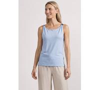 Trägertop STREET ONE, Damen, Gr. 44, cashmere blau, Stoff, 95% Viskose, 5% Elasthan, unifarben, normal normal, U-Boot-Ausschnitt, abgesteppt, Tops Trägertop, aus elastischem Materialmix (75713019-44)