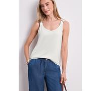 Trägertop STREET ONE, Damen, Gr. 44, sanftes weiß, Stoff, 95% Viskose, 5% Elasthan, unifarben, regular fit normal, V-Ausschnitt, abgesteppt, Tops Trägertop, aus stretchigem Viskosematerial (92170821-4