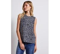 Trägertop STREET ONE, Damen, Gr. 46, blau (tiefblau), Stoff, 95% Viskose, 5% Elasthan, bedruckt, normal normal, Rundhals, Bündchen, Tops Trägertop, aus softem Materialmix (63087938-46) tiefblau