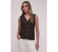 Trägertop STREET ONE, Damen, Gr. 46, espresso braun, Web, 88% Baumwolle, 12% Polyester, unifarben, comfort fit normal, V-Ausschnitt, abgesteppt, Tops Trägertop, mit V-Ausschnitt (73125005-46) espresso