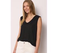 Trägertop STREET ONE STUDIO, Damen, Gr. 36, schwarz, Stoff, 80% Polyester, 20% Viskose, unifarben, comfort fit normal, V-Ausschnitt, abgesteppt, Tops Trägertop, mit femininem V-Ausschnitt (19587807-36