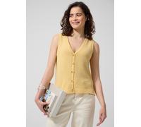 Trägertop STREET ONE STUDIO, Damen, Gr. 42, snap gelb, Stoff, 50% Polyester, 38% Baumwolle, 12% Viskose, unifarben, comfort fit normal, V-Ausschnitt, Rippbündchen, Tops Trägertop, mit V-Ausschnitt (97