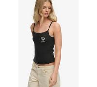 Trägertop SUPERDRY, Damen, Gr. M, charcoal grün, Jersey, Obermaterial: 70% Baumwolle, 30% Polyester, unifarben, regular fit normal, eckiger Ausschnitt, Tops Trägertop (14124523-M) charcoal grün