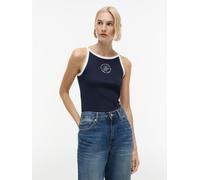 Trägertop TOMMY HILFIGER "TH ROUNDAL SLIM TANK TOP", Damen, Gr. XL (46), schwarz night navy, Single Jersey, Obermaterial: 65% Lyocell, 32% Baumwolle, 3% Elasthan, slim fit normal, Rundhals, Tops Träge