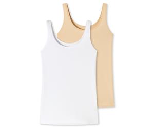 Trägertop UNCOVER BY SCHIESSER "Uncover Cotton", Damen, Gr. L, 901, sonstiges, Single Jersey, Obermaterial: 95% Baumwolle, 5% Elasthan, figurbetont hüftbedeckend, tiefer Rundhals, Tops Trägertop, tief