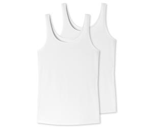 Trägertop UNCOVER BY SCHIESSER "Uncover Cotton", Damen, Gr. XL, weiß (100, weiß), Single Jersey, Obermaterial: 95% Baumwolle, 5% Elasthan, figurbetont hüftbedeckend, tiefer Rundhals, Tops Trägertop, t