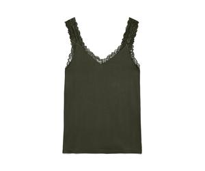 Trägertop VERO MODA "VMROSA SL TOP JRS NOOS", Damen, Gr. M, grün (forest night), Jersey, Obermaterial: 95% Viskose, 5% Elasthan, unifarben, figurbetont normal, V-Ausschnitt, Tops Trägertop, Viskosemis