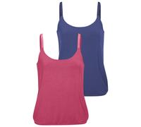 Trägertop VIVANCE "mit elastischen Glitzerträgern", Damen, Gr. 32/34, bunt (koralle, navy), Single Jersey, Obermaterial: 95% Viskose (LENZING ECOVERO), 5% Elasthan, unifarben, feminin, tiefer Rundhals