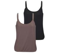 Trägertop VIVANCE "mit elastischen Glitzerträgern", Damen, Gr. 32/34, grau (taupe, schwarz), Single Jersey, Obermaterial: 95% Viskose (LENZING™ ECOVERO™), 5% Elasthan, unifarben, figurbetont, tiefer R