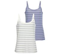 Trägertop VIVANCE "mit modischer Streifenstruktur", Damen, Gr. 32/34, blau (blau, weiß), Strick, Obermaterial: 42% Baumwolle, 42% Viskose, 12% Polyester, 4% Elasthan, gestreift, figurbetont, tiefer Ru