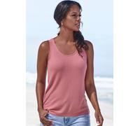 Trägertop VIVANCE "mit tropfenförmigem Cut-Out am Rücken", Damen, Gr. 32/34, rosa (taupe, rose), Piqué, Obermaterial: 69% Polyester (REPREVE), 28% Viskose, 3% Elasthan, Waffelmuster, unifarben, lässig