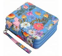 Tragbar Stifteetui mit Handschlaufe, Blau, color to 4 | Dreilagiges Design, 3-lagiges Federmäppchen, Robustes Oxford-Gewebe, Federmäppchen mit Fächern, für Schule, Kunstunterricht