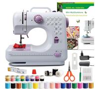 Tragbare Elektrische Nähmaschine für Kinder & Anfänger - Mini Kindernähmaschine mit 12 Stichmustern, Fußpedal, Nähzubehör-Set, Strom/Batteriebetrieb - Ideal für Kleidung, Kissenbezüge & Heimgebrauch