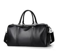 Tragbare Gepäcktasche Leder Reisetaschen Handtasche Reise Männer Große Gepäck Tote Umhängetaschen Casual Männlich Business Duffel Taschen(Black)