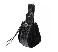 Tragbare Gürteltasche im Vintage-Stil, Mittelalter-Stil, Kordelzug-Tasche, Cosplay-Würfeltasche, PU-Leder, Münzbörse, Halloween, Gürteltasche, Schwarz