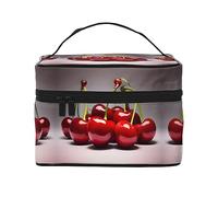 Tragbare Reise-Make-up-Tasche mit chilenischen Kirschen (22,9 x 16,5 x 15,7 cm), große Make-up-Tasche für Damen, große Make-up-Tasche, Aufbewahrungstasche für Mädchen