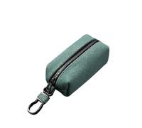 Tragbare Schlüsseltasche für Herren und Damen, große Kapazität, Doppelreißverschluss, Schlüsseltasche, Wildleder, Schlüsseletui, Uni, Dunkelgrün 1