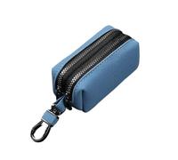 Tragbare Schlüsseltasche für Herren und Damen, große Kapazität, Doppelreißverschluss, Schlüsseltasche, Wildleder, Schlüsseletui, Uni, Blau 2