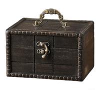 Tragbarer Schmuckkoffer für holz für griff für deko Box Tragbarer(I) | Nostalgisches für retro-Design, filigrane Details, elegante für optik, handgefertigte Verarbeitung, klassischer Look