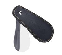 Tragbarer Schuhlöffel - Reise-Schuhlöffel mit PU-Lederbezug, kompakter Schuh-Löffel für Herren, Damen, Kinder, langlebiges Schuhhilfewerkzeug, Sneaker, Loafer, Anzugschuhe, Schwarz