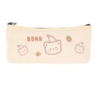 Tragbares Federmäppchen für Schüler und Lehrer, Großes Canvas Etui | Beige, Leicht und Multifunktional, für Bleistifte und Zirkel, Büro und Haushalt, Niedliches Muster