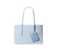 Tragetasche CALVIN KLEIN "EMBLEM AOP DENIM TOTE W/ POUCH", Damen, Gr. B/H/T: 49cm x 29,5cm x 11cm, blau (denim jqd light wash), Baumwolle, Taschen, Schultertasche, Umhängetasche mit Reißverschluss-Täs