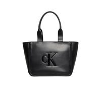 Tragetasche CALVIN KLEIN JEANS "SANDI TOTE", Damen, Gr. B/H/T: 45cm x 27cm x 17,5cm, schwarz, Lederimitat, unifarben, Taschen, Damen Henkeltasche, Schultertasche mit großem CK-Logo (66095756-0) schwar