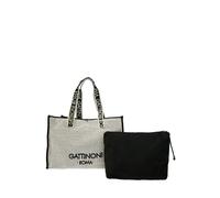 Tragetasche GATTINONI "Jane Raffia Large Shopping Bag Damen", Damen, Gr. B/H/T: 17cm x 35cm x 17cm onesize, schwarz (sanftes weiß, schwarz), Baumwolle, Polypropylen, Taschen, Tragetasche Damen, Shoppe