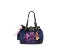Tragetasche JUICY COUTURE "DAYDREAMER CLASSIC CREST LARGE DOUBLE HANDLE BAG.. Damen", Damen, Gr. B/H/T: 13cm x 29cm onesize, blau depths, Baumwolle, Polyurethan, Taschen, Tragetasche Damen, Shopper, E