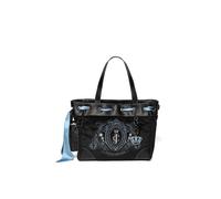 Tragetasche JUICY COUTURE "DAYDREAMER PALM LARGE DOUBLE HANDLE BAG._ Damen", Damen, Gr. B/H/T: 13cm x 29cm x 13cm onesize, schwarz, Polyester, Polyurethan, Taschen, Tragetasche Damen, Shopper, Einkauf