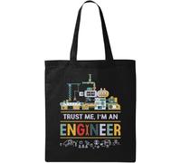 Tragetasche mit Aufdruck "Trust Me I'm an Engineer", aus natürlicher ökologischer Baumwolle, Schwarz, Schwarz , Einheitsgröße