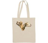 Tragetasche mit braunen Eule, Jagd, Flügeln, natürliche Baumwolle, Weiß