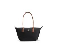 Tragetasche TOMMY HILFIGER "POPETTE EAST WEST TOTE", Damen, Gr. B/H/T: 40cm x 18cm x 12cm, schwarz, Leder, Nylon, Taschen, Damen Handtasche, Schultertasche mit TH-Logoelement (14926566-0) schwarz