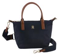 Tragetasche TOMMY HILFIGER "POPETTE MINI TOTE", Damen, Gr. B/H/T: 30cm x 20cm x 14cm, blau (dunkelblau), Leder, Lederimitat, Taschen, Damen Umhängetasche, Minibag mit abnehmbarem Umhängeriemen (486330