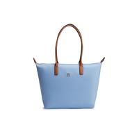 Tragetasche TOMMY HILFIGER "POPETTE TOTE", Damen, Gr. B/H/T: 51cm x 32cm x 14cm, hellblau, Leder, Nylon, Taschen, Damen Handtasche, Schultertasche mit kontrastfarbigen Henkeln (22684460-0) hellblau