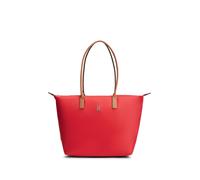 Tragetasche TOMMY HILFIGER "POPETTE TOTE", Damen, Gr. B/H/T: 51cm x 32cm x 14cm, rot, Leder, Nylon, Taschen, Damen Handtasche, Schultertasche mit kontrastfarbigen Henkeln (69573421-0) rot