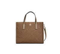 Tragetasche TOMMY HILFIGER "TH CITY MINI TOTE MONO NYLON", Gr. B/H/T: 27cm x 21,5cm x 10,5cm, taupe, Textil, Taschen, Damen Schultertasche, Businesstasche mit TH-Logoprägung (89275364-0) taupe