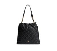Tragetasche TOMMY HILFIGER "TH FEMININE TOTE", Damen, Gr. B/H/T: 37cm x 36cm x 13cm, schwarz, Lederimitat, Taschen, Damen Umhängetasche, Schultertasche, Handtasche mit Ziersteppung (52695108-0) schwar