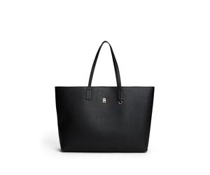 Tragetasche TOMMY HILFIGER "TH ICON TOTE", Damen, Gr. B/H/T: 50cm x 33cm x 15cm, schwarz, Lederimitat, Taschen, Damen Schultertasche mit herausnehmbarer RV-Innentasche (55612069-0) schwarz