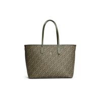 Tragetasche TOMMY HILFIGER "TH MONOPLAY LEATHER TOTE", Damen, Gr. B/H/T: 44cm x 27cm x 15cm, oliv, Leder, Lederimitat, Taschen, Damen Schultertasche mit bedrucktem TH-Monogramm (41495459-0) oliv