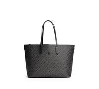 Tragetasche TOMMY HILFIGER "TH MONOPLAY LEATHER TOTE", Damen, Gr. B/H/T: 44cm x 27cm x 15cm, schwarz, Leder, Lederimitat, Taschen, Damen Schultertasche mit bedrucktem TH-Monogramm (32109653-0) schwarz
