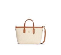 Tragetasche TOMMY HILFIGER "TH MONOPLAY MINI TOTE LE", Damen, Gr. B/H/T: 27cm x 17cm x 9cm, natur, braun, Leder, Lederimitat, Taschen, Damen Handtasche, Umhängetasche, Schultertasche mit TH-Allover-Dr