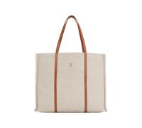 Tragetasche TOMMY HILFIGER "TH PREMIUM BEACH LE TOTE", Damen, Gr. B/H/T: 34cm x 33cm x 14cm, beige (natur, braun), Lederimitat, Textil, Taschen, Damen Henkeltasche, Shopper, Schultertasche mit Streife