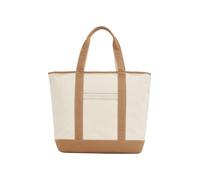 Tragetasche TOMMY HILFIGER "TH SUMMER CANVAS TOTE", Damen, Gr. B/H/T: 48cm x 37cm x 18cm, braun (natur, hellbraun), Textil, Taschen, Damen Henkeltasche, Beuteltasche, Strandtasche mit Kontrastbesatz (