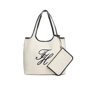 Tragetasche TOMMY HILFIGER "TH SUMMER TOTE CANVAS", Damen, Gr. B/H/T: 46cm x 39cm x 19cm, beige (weiß, blau), Textil, Taschen, Damen Schultertasche, Tragetasche, Shopper mit angehängter Innentasche (4