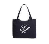 Tragetasche TOMMY HILFIGER "TH SUMMER TOTE CANVAS", Damen, Gr. B/H/T: 46cm x 39cm x 19cm, schwarz-weiß (dunkelblau), Textil, Taschen, Damen Schultertasche, Tragetasche, Shopper mit angehängter Innenta